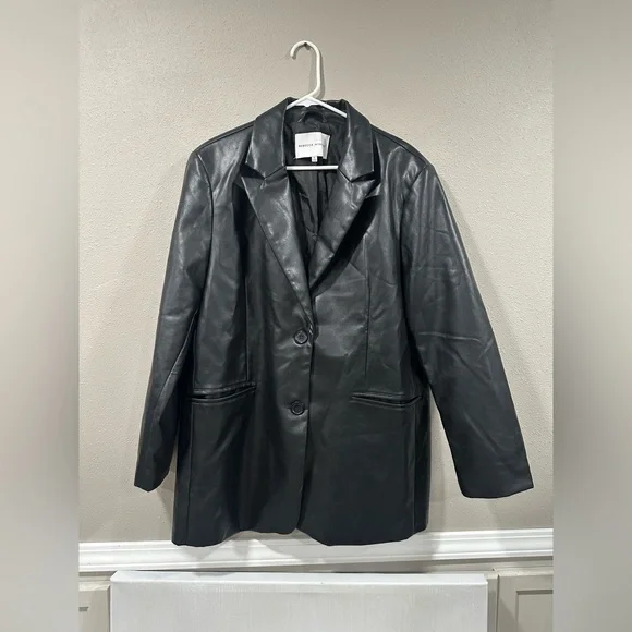 Rebecca Minkoff Faux Lambskin Leather Blazer Jacket Size XL - Picture 2 of 8